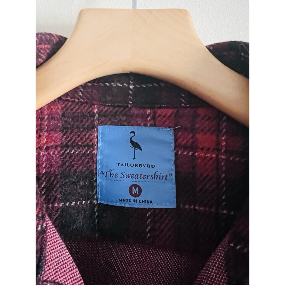 Tailorbyrd The Sweatershirt Mens M Red Buffalo Check Plaid Super Soft Flannel - Picture 2 of 5